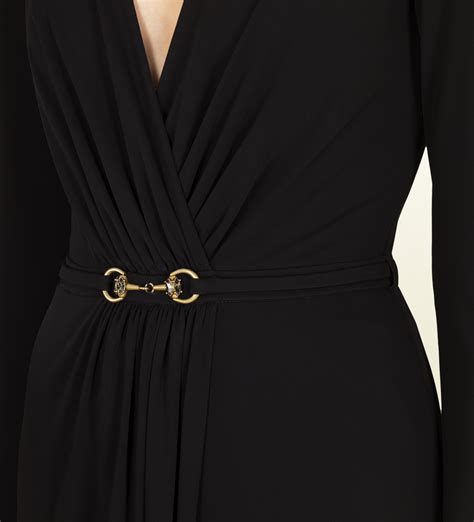 gucci black dress with belt
